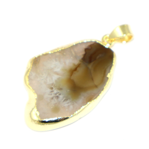 Colgante de Ágata en Rodajas de Forma Irregular, Chapado en Oro de 22K, Joyería de Moda para Mujer, Venta al por Mayor - Product Image 1