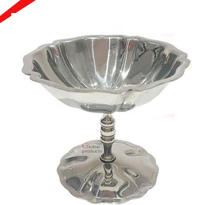 Bol décoratif de service de dessert de forme ronde de finition d'argent en métal pour l'hôtel et le restaurant - Product Image 2