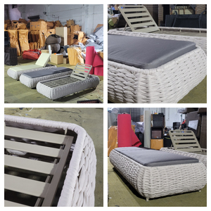 Chaise longue de luxe en teck massif et rotin, pliable, résistante aux intempéries, pour hôtel de luxe, bord de piscine, jardin, vente en gros - Product Image 6