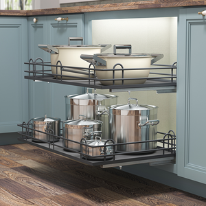 부드러운 닫힘 기능의 스틸 풀아웃 바스켓, 주방 캐비닛 액세서리, 친환경 다기능, 공간 절약형 캐비닛 수납 - Product Image 4