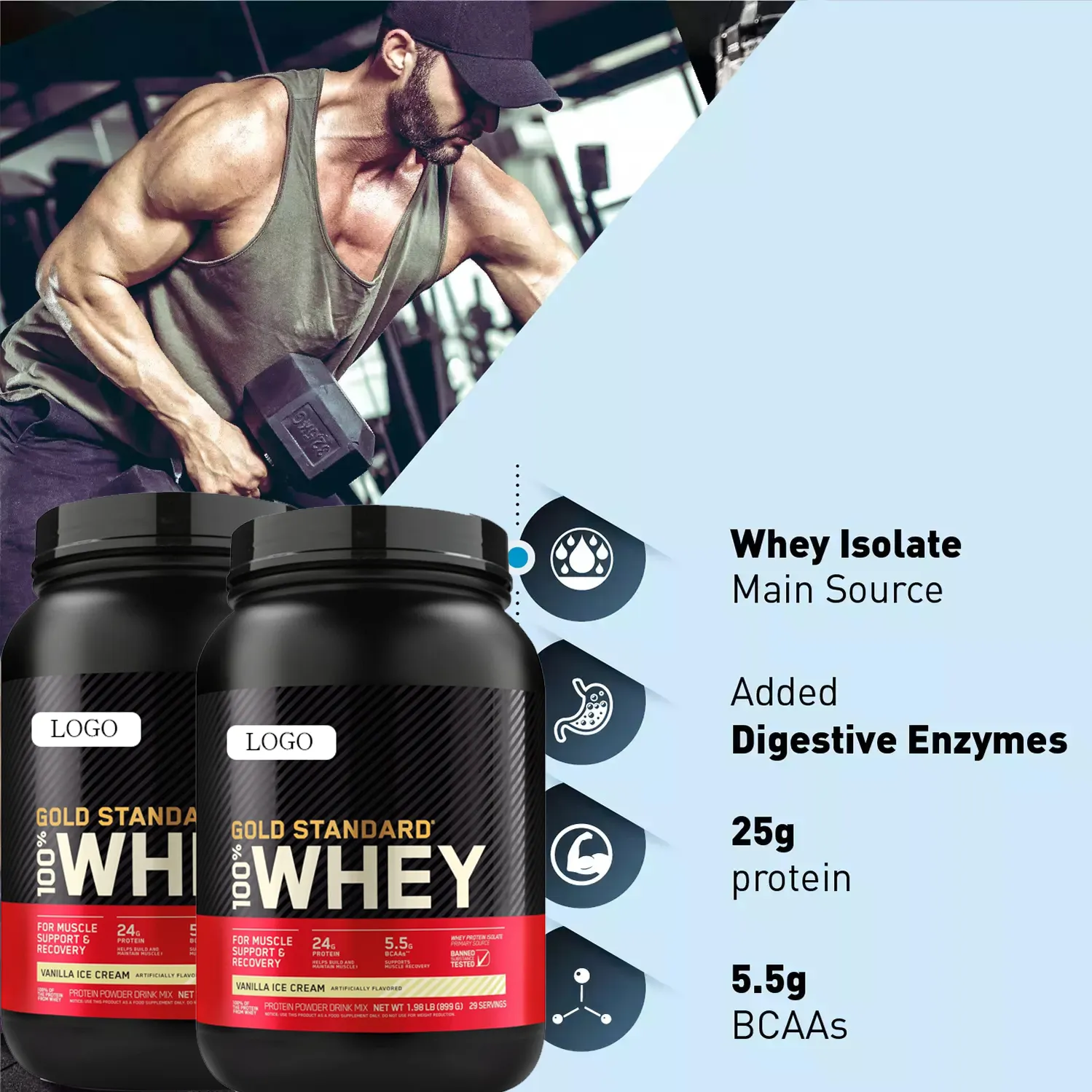 Healthcare Supplement Whey Protein Mass Gainer Creatine BCAA Fast Muscle Support Gym Pre-Workout Powder