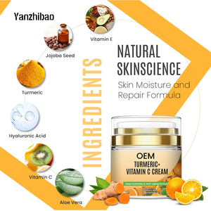 Zerdeçal yüz kremi + % 30% C vitamini Glow artırıcı nemlendirici ve organik maddeler ile nemlendirici cilt tamir - Product Image 2