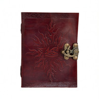 Carnet de notes et carnet de croquis en cuir véritable, fait à la main, avec pages vierges et avec verrouillage en C antique.