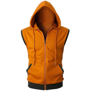 Breathable Fabric Plain Dyed <b>Gym</b> <b>Hoodie</b> <b>for</b> Mens Stylish Sleeveless Front Zipper Casual Look Unique Design Basic Cotton Blended - Product Image 1