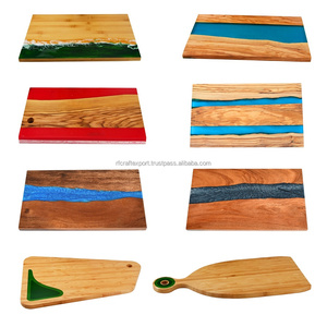 Tabla para cortar queso de Río en madera de olivo al por mayor, nuevo diseño profesional, forma rectangular, arte artesanal, resina epoxi - Product Image 5