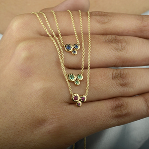 1054 spj สร้อยคอแบบโซ่ประดับจี้แซฟไฟร์สีทอง14K แบบทรีโอธรรมชาติจี้แซฟไฟร์สีฟ้า - Product Image 4