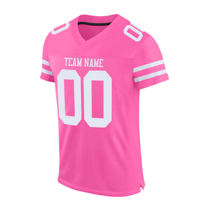 Customized Youth American <b>Football</b> Jersey <b>Pink</b> Color V Neck Half Sleeve American <b>Football</b> Uniforms Shirt - Product Image 1