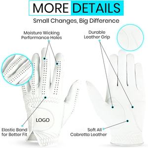 OEM Premium Cabretta cuero genuino guantes de golf transpirable ropa deportiva hombres mujeres antideslizante logotipo personalizado 5 Pack mano izquierda derecha - Product Image 3