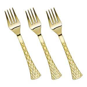 Juego de tenedor de bebé de latón dorado brillante de gran calidad con mango hecho a mano de hoja de roble Durmast juego de tenedor de fruta chapado en oro - Product Image 5