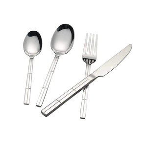 Ensemble de couverts plaqués argent en acier inoxydable au look merveilleux avec poignée carrée pour la maison et l'hôtel ensembles de couverts de vaisselle - Product Image 5