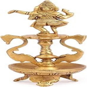 Art Deco 8 \ "latón Ganesh Diya estatua Murti con acabado dorado lámpara de aceite integrada para el culto de la boda y la decoración del hogar - Product Image 6