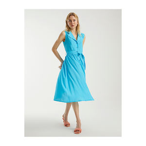 Vestido de Viscosa con Cuello de Solapa y Cinturón BGN - Vestido Elegante y Estilizado para Mujer Modelo S23D392 de Turquía - Product Image 4