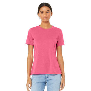 T-shirt à col rond en toile Bella T-shirts décontractés à manches courtes unis respirants - Product Image 1