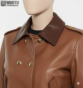 เสื้อแจ็กเก็ตแฟชั่นหนังแกะแท้สำหรับผู้หญิงเสื้อแจ็กเก็ตสไตล์ใหม่ระบายอากาศได้ดีดีไซน์ตามสั่ง100% - Product Image 5
