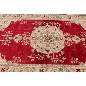 พรม4x8ft สไตล์วินเทจสีแดงสีเบจผ้าวูลปะต่อแบบแบนวัสดุลาเท็กซ์ด้านหลังสำหรับตกแต่งห้องนั่งเล่นความหนา10มม. - Product Image 5