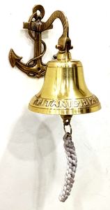 Campana de barco de latón antiguo clásico, decoración de pared náutica alta, arte coleccionable para el hogar de lujo, latón pulido para interiores y exteriores - Product Image 2