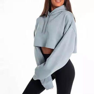 Nueva llegada al por mayor 2025 letra impresa suelta de alta calidad mujeres Crop Top Material mujeres Crop Top Sudadera con capucha en precio barato OEM - Product Image 6