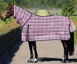 Factory Supply Horse Soft Fleece Fabric Rug for Summer Non-Waterproof PVC <b>Mesh</b> Fence Check <b>Print</b> Lightweight Dressage Use Folded - Product Image 4