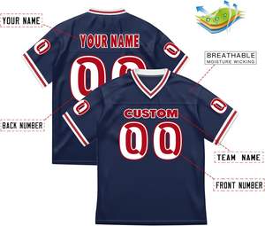 Camisetas de Fútbol Americano Personalizadas OEM, Ropa Deportiva Escolar, Malla de Poliéster de Secado Rápido, Transpirable, Sublimación, Franjas en las Mangas, Logotipo - Product Image 6