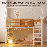 Lit superposé en bois massif pour enfants, style maison, avec armoire et barrières de sécurité, tailles personnalisées pour chambre à coucher, vente en gros B2B
