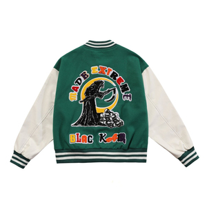 OEM Fabricant Blouson de baseball personnalisé de haute qualité avec manches en cuir brodé de chenille pour hommes Blouson universitaire Letterman - Product Image 6