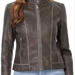 เสื้อแจ็กเก็ตหนังคุณภาพดีสำหรับผู้หญิงวัสดุแฟชั่นใหม่ล่าสุดสำหรับผู้ชายติดโลโก้ของคุณเอง - Product Image 1