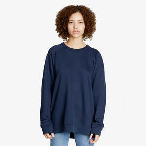 Sudadera Larga Sally Azul con Cuello Redondo, Sudadera Deportiva de Felpa para Mujer, Sudadera Raglan con Cuello Redondo - Product Image 1