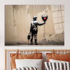 Arte de Graffiti Moderno: Lienzo Impreso con Niño y Globo, ARTE EN VIDRIO TEMPLADO - Product Image 1