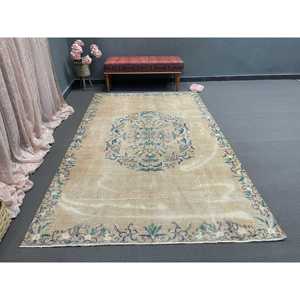 Turkish Rug, 5.3x8.8 ft Large Rug, <b>Brown</b> Blue <b>Wool</b> Rug - Product Image 5