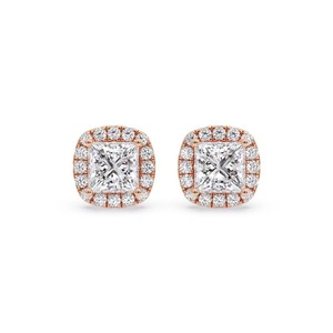 Pendientes Clásicos de Diamantes Halo Princesa de 0.60 Ct, Diamantes Cultivados en Laboratorio en Platino, para Bodas y Fiestas - Product Image 1