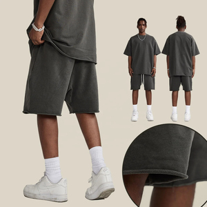 Pantalones cortos de sudor transpirables impermeables de LICRA/poliéster sólidos de cintura media personalizados para hombres, lavado con ácido de piedra desteñida al sol, estilo Hip Hop - Product Image 5