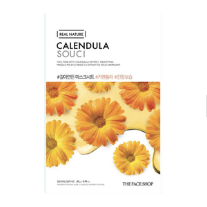 THEFACESHOP Paquet de 10 feuilles de masque facial au calendula, véritable nature, vitamine C, collagène pour blanchir, raffermir et hydrater - Product Image 1