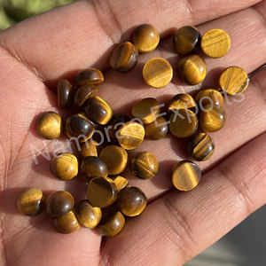 Ojo de Tigre Natural, Cabujón Redondo de 7x7 mm, Todos los Tamaños Disponibles, Parte Posterior Plana, Piedra para Fabricación de Joyas, Gemas Sueltas - Product Image 3