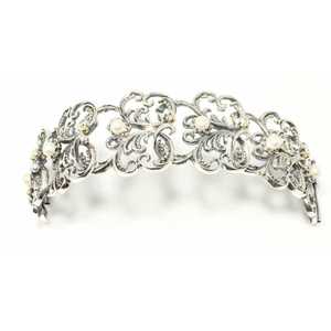 925 Sterling <b>Silver</b> Constantinople Design Antique <b>Bracelet</b> with Lustrous Pearl Stones - Product Image 4