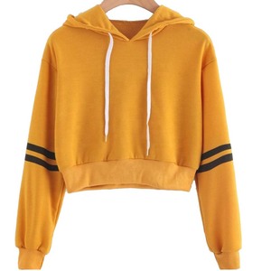 Alta calidad nueva llegada algodón mujeres Crop Top Hoodie 100% algodón ropa Casual moda Crop Hoodies último diseño personalizado - Product Image 1