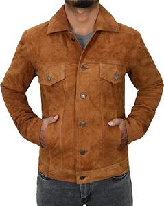 2026 <b>Mens</b> Premium Brown <b>Suede</b> Leather <b>Jacket</b> Wholesale Cheap Price Bulk Production - Product Image 3