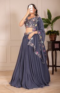Elegante y Cómodo Lehenga de Georgette para Mujer, Diseño Evase, Estilo Clásico, Material Suave y Cómodo - Product Image 3