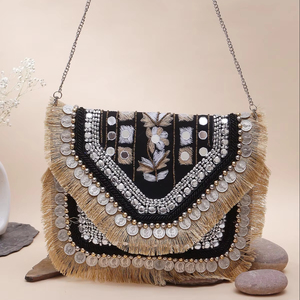 Trendy Boho Chic Women Crossbody <b>Sling</b> Bag Handmade Cotton Fabric Durable Fashion Everyday Casual Feathers Candy Portable - Product Image 1