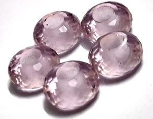 <b>Rose</b> <b>Quartz</b> Hydro 8mm Crystal Beads 14.5mm Rondelle Facet Big Hole Bead 5mm Drill Gemstone 13.5 Ct Large Hole <b>Bracelet</b> Strand - Product Image 2