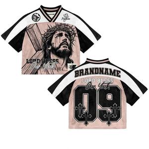 เสื้อเจอร์ซีย์พิมพ์ลายตาข่ายพิมพ์ลายพิมพ์ซับลิเมชันตามสั่งแนวสตรีทแวร์เสื้อโพลีเอสเตอร์บ็อกซี่เสื้อฟุตบอลอเมริกันเสื้อเจอร์ซี - Product Image 6