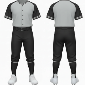Seragam Baseball Raglan Abu-abu & Hitam yang Banyak Diminati, Jersey Tim Berkinerja Tinggi dan Celana Atletik - Product Image 1