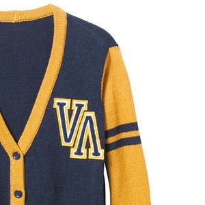 Customize Casual polyester Computer Knitted <b>Cardigans</b> Embroidery <b>Front</b> Logo Sorority Fraternity Patchwork Work Spring - Product Image 4