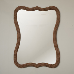 Espejo de Pared de Ratán Natural Hecho a Mano, Marco Curvo de Mimbre, Decoración Boho para el Hogar, Espejo Colgante para Sala de Estar o Dormitorio - Product Image 1