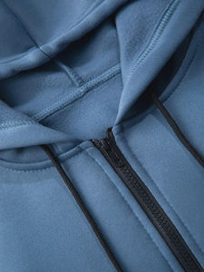 OEM Vente en gros Survêtement pour homme d'hiver avec capuche et pantalon de survêtement à coutures contrastées sur les côtés, cordon de serrage, haute qualité, personnalisé, 100% coton - Product Image 3