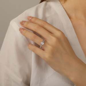 Jeulia <b>Celtic</b> Knot Floral Cluster Engagement <b>Ring</b> Sterling Silver 18K Plated Adjustable - Product Image 6