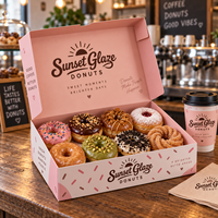 Boîte d'emballage personnalisée pour beignets AT PACK avec logo imprimé pour boulangerie, café, vente à emporter, pâtisserie, emballage cadeau alimentaire, vente en gros