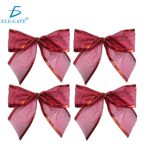 Confezione da 4 fiocchi natalizi in plastica trasparente con finitura glitterata - Rosso Argento Oro - Product Image 5