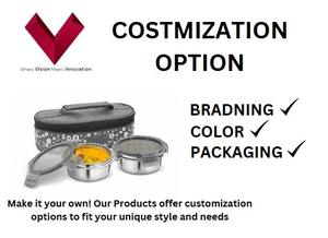 กล่องปิ่นโตสแตนเลสกันรั่วพร้อมฝาพลาสติก2ฝาภาชนะสำหรับใส่อาหารกลางวัน - Product Image 3