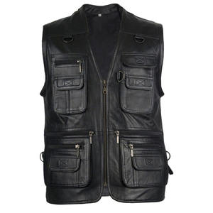 Gilet de motard en cuir véritable personnalisé à 100% pour hommes, veste de moto pour l'hiver, chasse, vêtements d'extérieur en toile respirant - Product Image 6