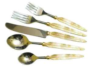 Compre Cubiertos con Mango de Resina de Diseño, Juego de Cubiertos de Acero Inoxidable de Cinco Piezas, la Mejor Calidad, Diseño Moderno, Apto para Lavavajillas - Product Image 5